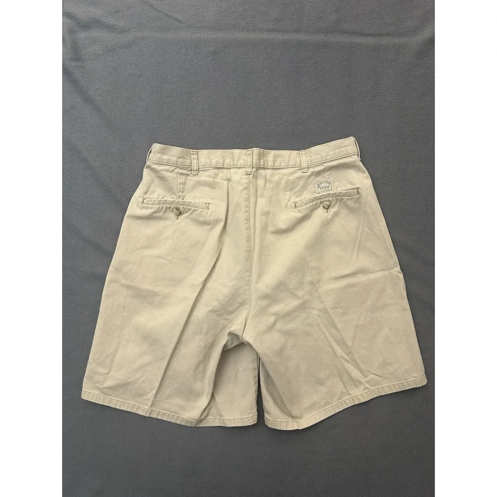 VINTAGE Polo Ralph Lauren Shorts Mens 36 Tan 90s Cotton Double Pleated